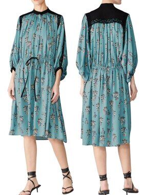 Koché Blue Floral Bat Sleeve Billowy Dress Women's Size 42 (US XL)